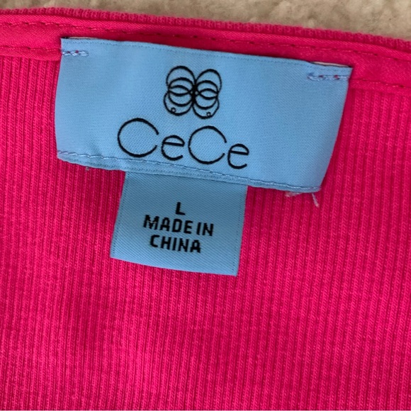 CeCe Pink Ruffle Sleeve Ribbed Tank Top - Picture 6 of 9